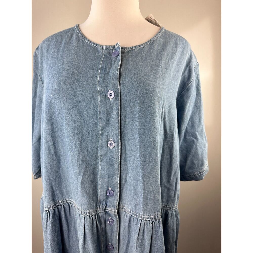 NWT Mainstreet Blues Denim Jean Dress Button Front Full Length Plus Size 28W - Picture 3 of 10